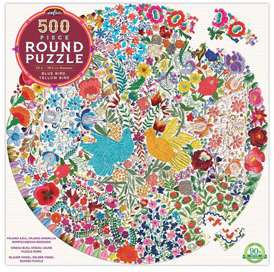 eeBoo Blue Bird Yellow Bird 500 Piece Round Jigsaw Puzzle