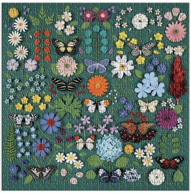 Galison 500 Piece Jigsaw Puzzle: Butterfly Botanica With Shaped Pieces