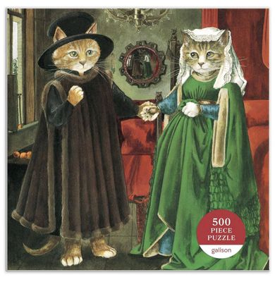 Galison 500 Piece Jigsaw Puzzle: Meowsterpiece of Western Art Arnolfini Marriage