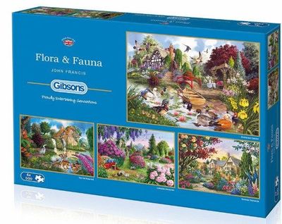 Gibsons 4 x 500 Piece Jigsaw Puzzles Flora &amp; Fauna