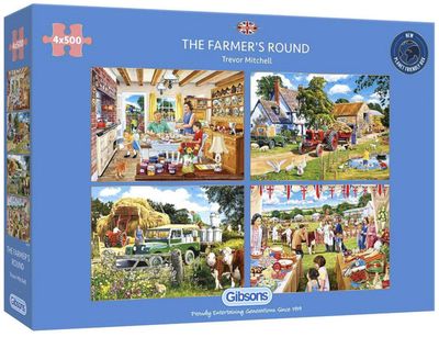 Gibsons 4 x 500 Piece Jigsaw Puzzles: The Farmers Round