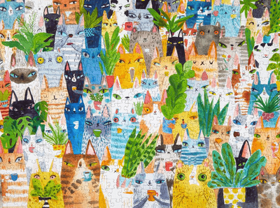 WerkShoppe 500 Piece Jigsaw Puzzle Cat Plant Exchange