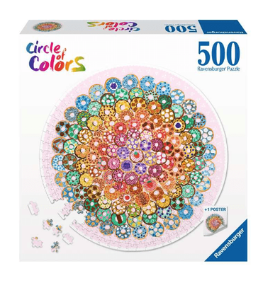 Ravensburger 500 Piece Round Jigsaw Puzzle Circle of Colors Donuts