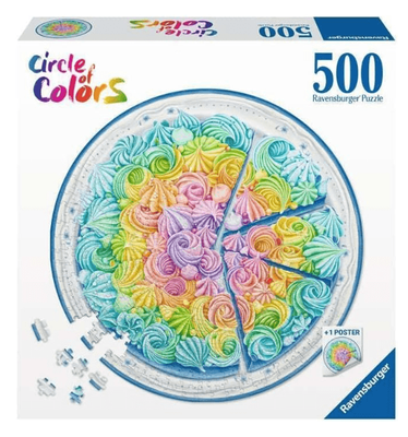 Ravensburger 500 Piece Round Jigsaw Puzzle Circle of Colours Rainbow Cake