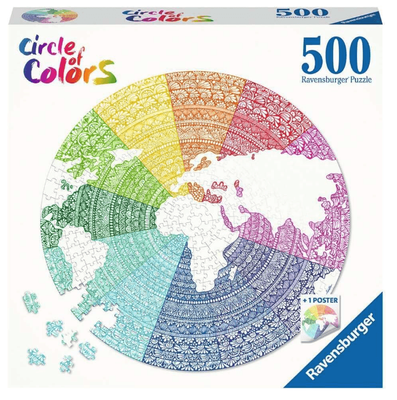Ravensburger 500 Piece Round Jigsaw Puzzle Circle of Colours Mandala