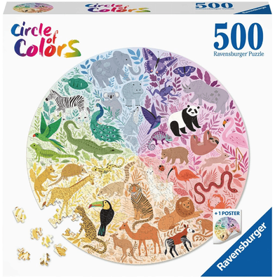 Ravensburger 500 Piece Round Jigsaw Puzzle Circle of Colours Animals