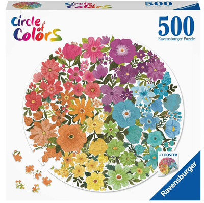 Ravensburger 500 Piece Round Jigsaw Puzzle Circle of Colours Flowers