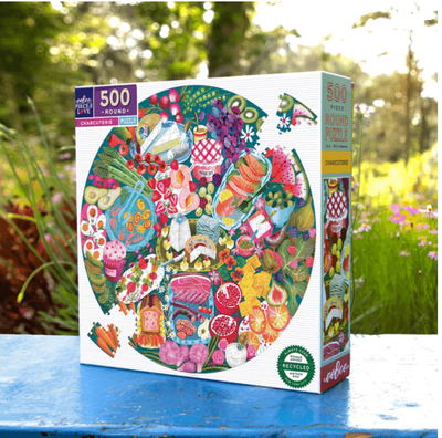 eeBoo 500 Piece Round Jigsaw Puzzle: Charcuterie