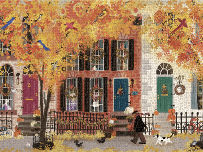 Galison 1000 Piece Jigsaw Puzzle Autumn in Neighbourhood