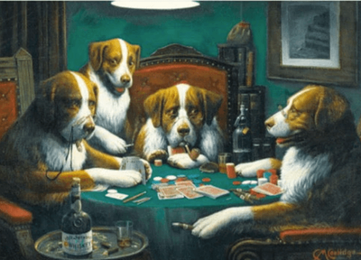 Magnolia 1000 Piece Jigsaw Puzzle Dogs Playing Poker