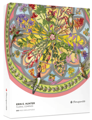 Pomegranate Art 500 Piece Round Jigsaw Puzzle Floral Compass by Erin E. Hunter