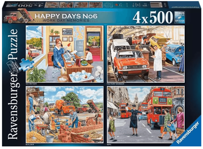 Ravensburger Happy Days No. 6 Work Day Memories 4 x 500 Piece Jigsaw Puzzles