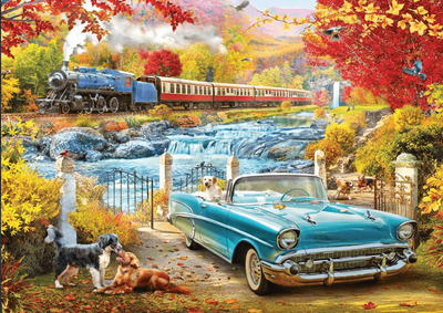 Holdson 1000 Piece Jigsaw Puzzle A Road Less Travelled - Steam Train in Fall