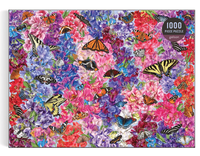 Galison 1000 Piece Jigsaw Puzzle Troy Litten Butterflies In the Sweet Peas