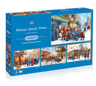 Gibsons 4 x 500 Piece Jigsaw Puzzles Winter About Town