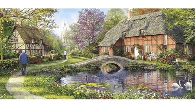 Gibsons 750 Piece Panorama Jigsaw Puzzle Cottage By The Brook