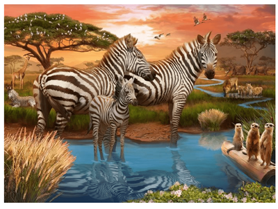 Ravensburger 500 Piece Jigsaw Puzzle Zebras At The Waterhole