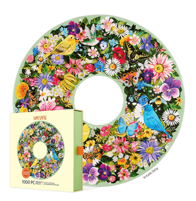 WerkShoppe 1000 Piece Round Jigsaw Puzzle Spring Floral Wreath