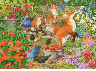 Holdson 1000 Piece Jigsaw Puzzle GARDEN VISITORS (FOXES IN THE VEGGIE PATCH)
