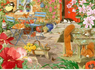 Holdson 1000 Piece Jigsaw Puzzle GARDEN VISITORS (SQUIRRELS ON THE PATIO)