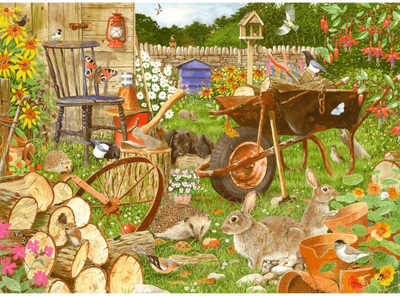 Holdson 1000 Piece Jigsaw Puzzle GARDEN VISITORS (RABBITS IN THE WOODPILE)