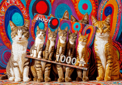 Enjoy 1000 Piece Jigsaw Puzzle Five Cats