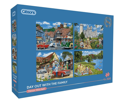 Gibsons Day Out with the Family 4 x 500 Piece Multi Box Set Jigsaw  Puzzles
