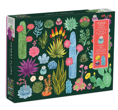 Galison 1000 Piece Jigsaw Puzzle: Desert Flora with Shaped Pieces