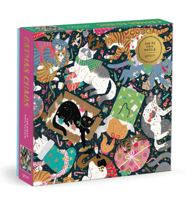 Galison 500 Piece Foil Jigsaw Puzzle: Catmas Chaos