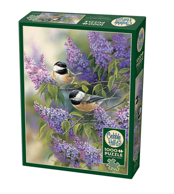 Cobble Hill 1000 Piece Jigsaw Puzzle: Chickadees and Lilacs