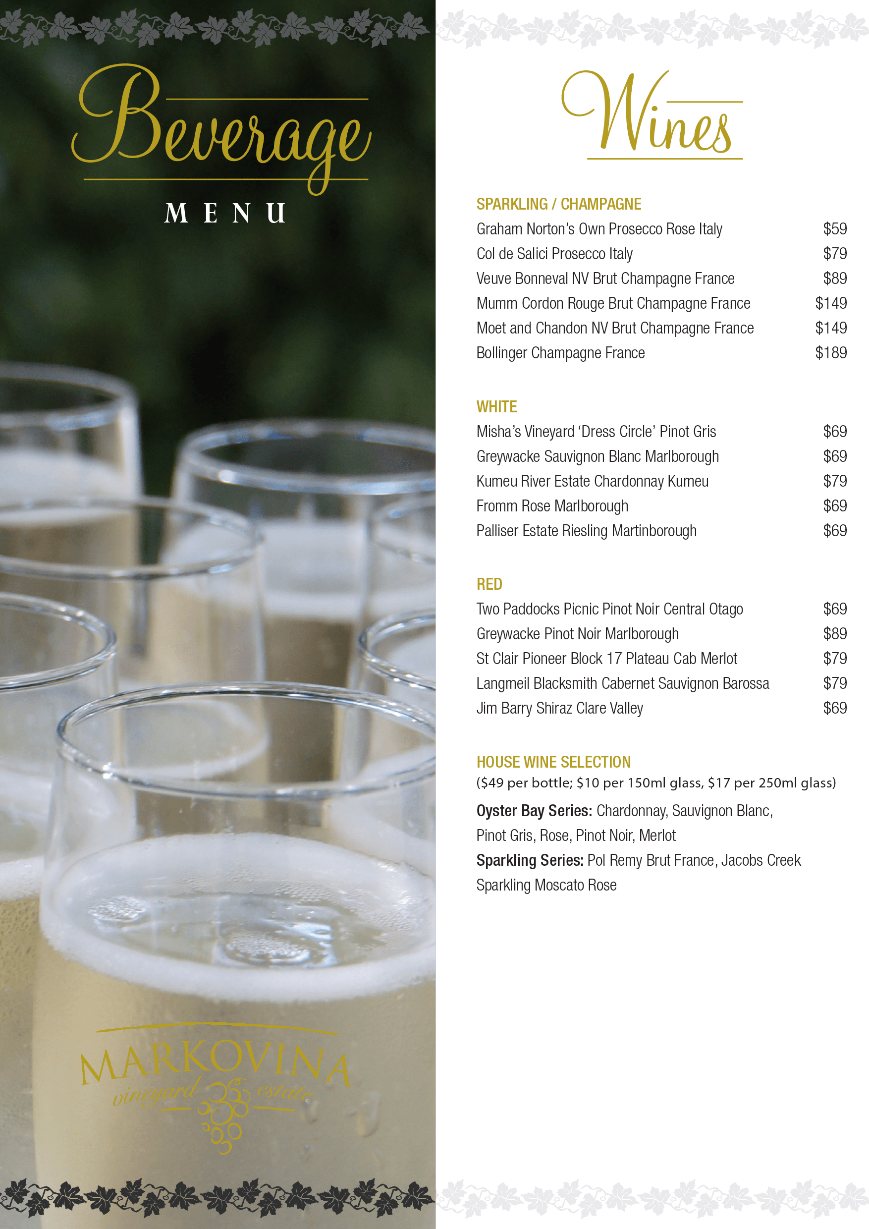Markvovina Estate Beverage List Page 1