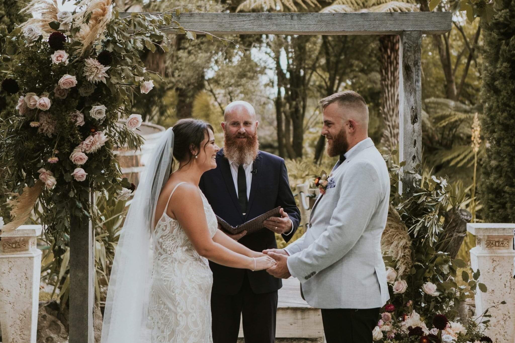 Markovina Vineyard Estate Wedding Venue Happy couple saying vows Courtney & Steven