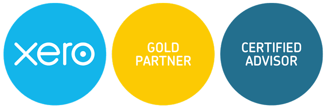 Xero logo with Gold Partner and Certified Advisor badge