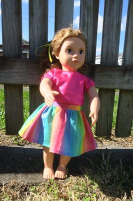 Rainbow skirt and top, fits 46cm doll