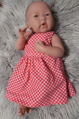 Baby doll dress and nappy, red and white gingham fabric