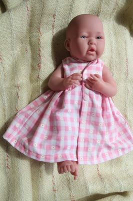 Baby doll dress, pink and white check, also suitable for new born (3.1kg)