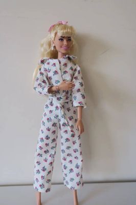 Jumpsuit, cream with small heart flowers