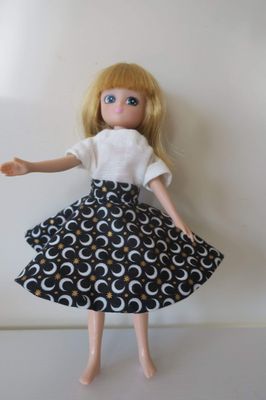 Circular skirt, black and white, fits 18cm Lottie Doll