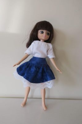 Dress and skirt set, blue, fits 18cm Lottie Doll