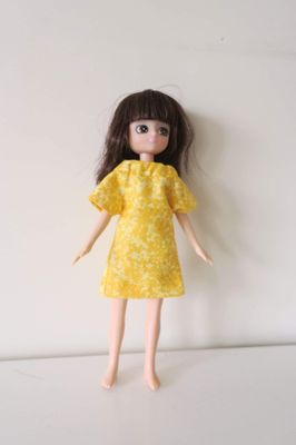 Yellow dress, jacket and pants set, fits 18cm Lottie Doll