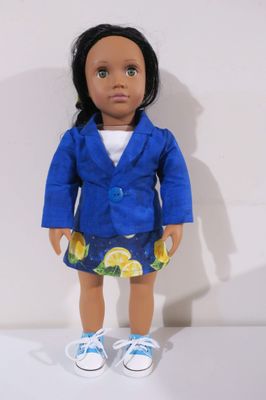 Blazer and skirt set, lemon print 46cm doll