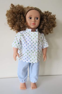 White spotted chef uniform, fits 46cm doll