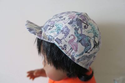 Doll cap, animal print, grey, fits 38cm and 46cm dolls