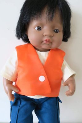 High vis vest with reflector strip, fits Miniland 38cm dolls