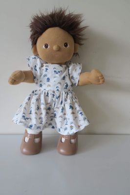 Doll dress, mushroom print, fits Dinkum Dolls - 35cm