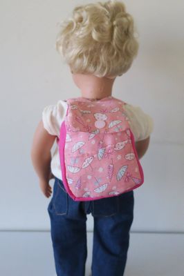 Backpack, pink umbrella print