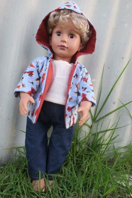 Doll hoodie, fly fishing fabric, fits 46cm doll