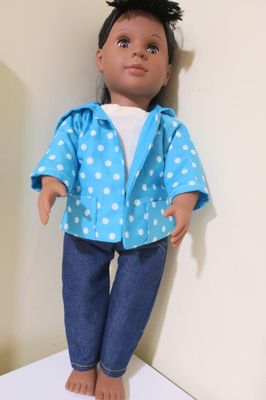 Hoodie, jeans, top set, fits 46cm doll