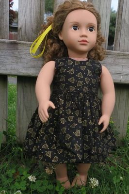 Doll dress, black and gold, fits 46cm doll