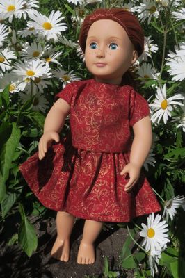 Doll red skirt and top, fits 46cm doll